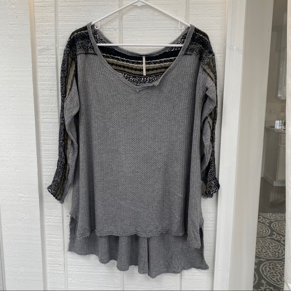 Embroidered Free People long-sleeved thermal top!